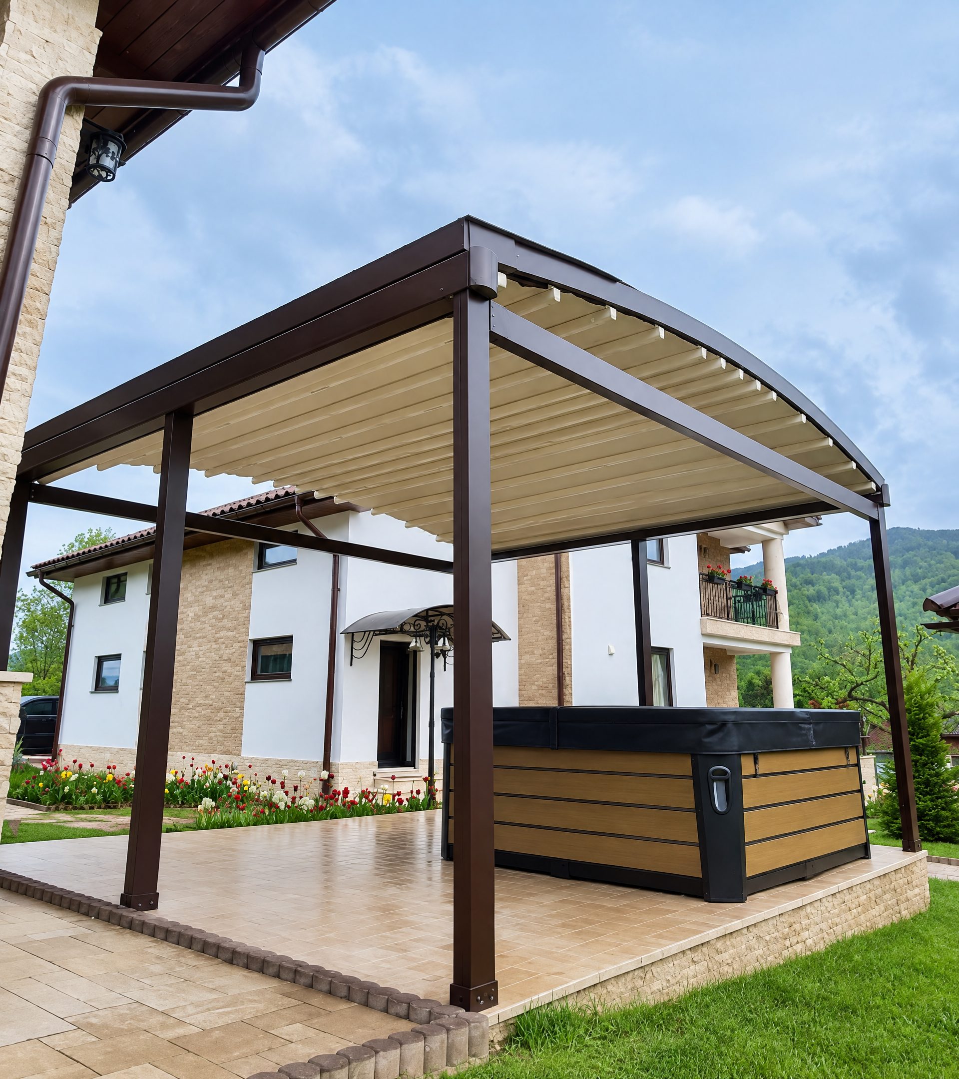 Pergola bioclimatique en aluminium, réalisation 1
